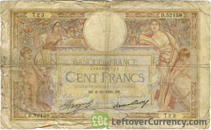 100 French Francs banknote (Luc Olivier Merson)