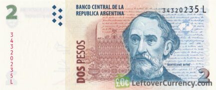 2 Argentine Pesos banknote 2nd Series (Bartolome Mitre)