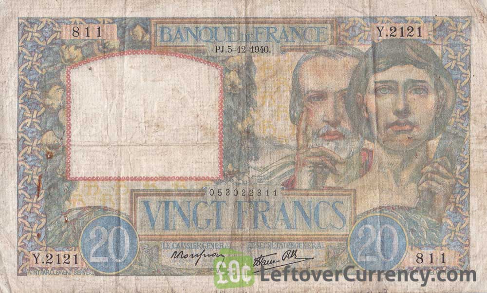 20 French Francs banknote (Science et Travail)