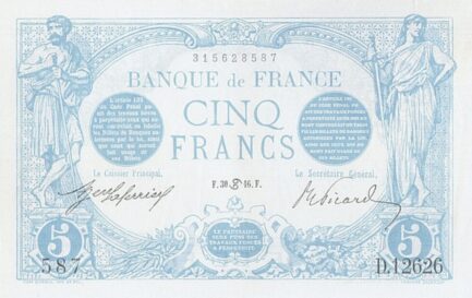 5 French Francs banknote (Bleu)