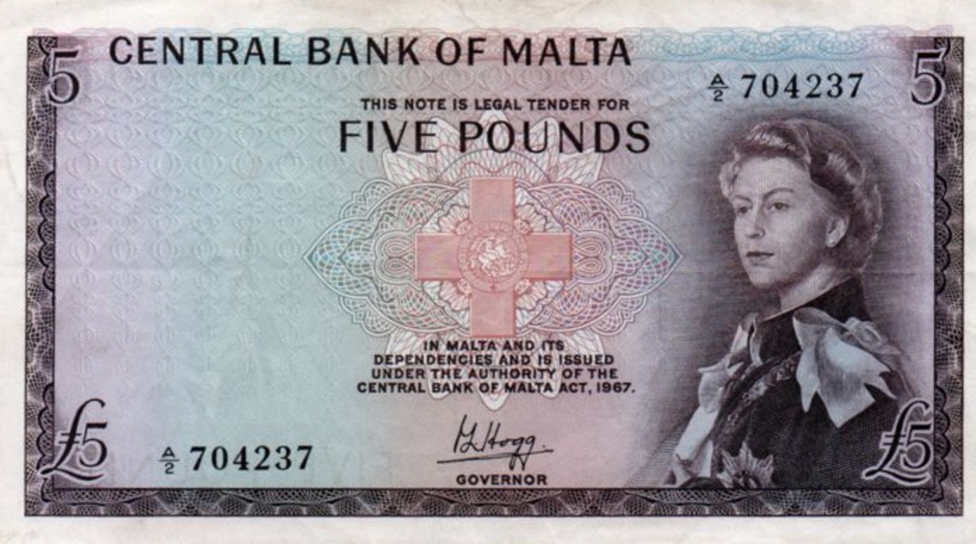 5 Maltese Pounds banknote (1st Series)