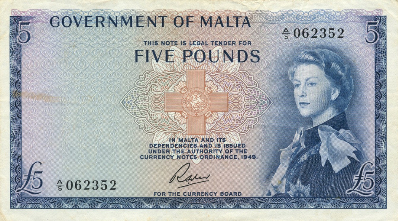 5 Pounds banknote (Government of Malta) Exchange yours for cash