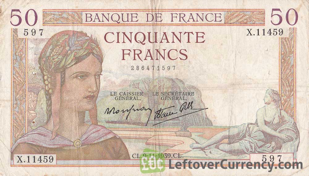 50 French Francs banknote (Cérès)