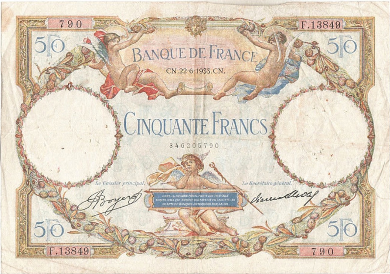 50 French Francs banknote (Luc Olivier Merson)