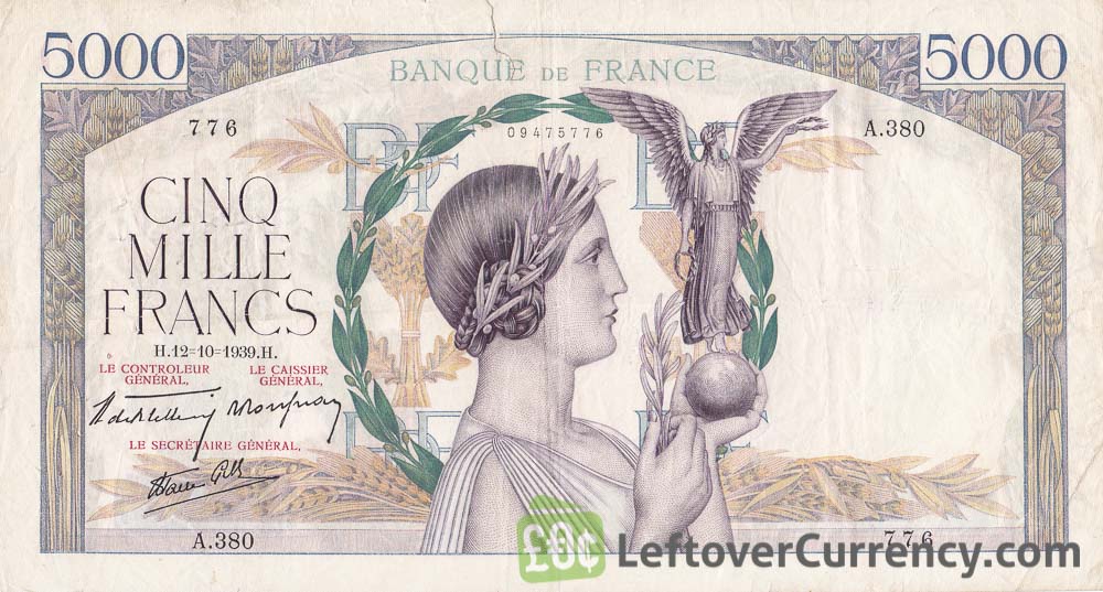 5000 French Francs banknote (Victoire)