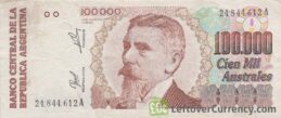 100000 Argentine Australes banknote