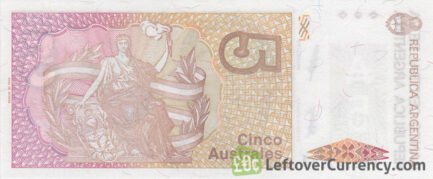 5 Argentine Australes banknote
