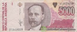 5000 Argentine Australes banknote