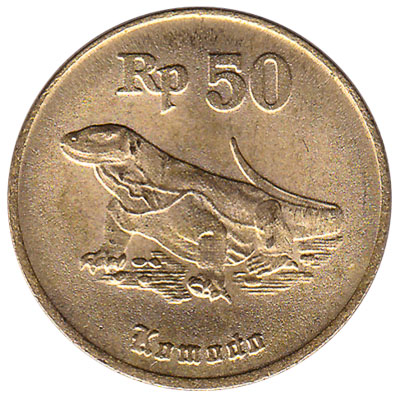 Indonesia 50 Rupiah coin (komodo)