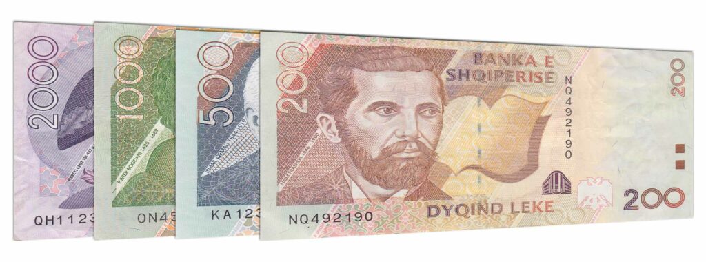 current Albanian Lek banknotes