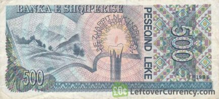 500 Albanian Lek banknote (Naim Frasheri) reverse