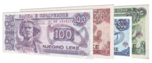 withdrawn Albanian Lek banknotes
