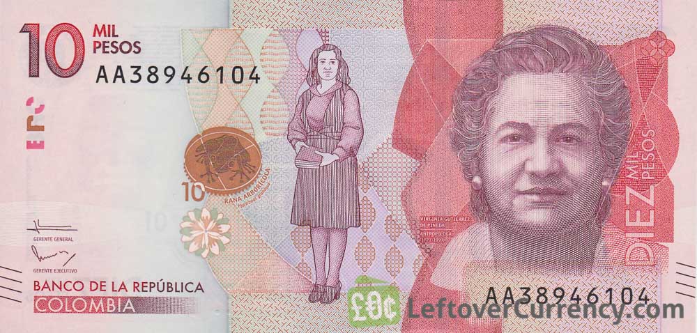 10000 Colombian Pesos banknote (Virginia Gutiérrez de Pineda)