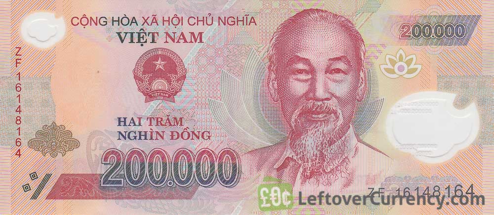 200,000 Vietnamese Dong banknote - Exchange yours for cash today