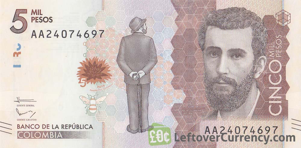 5000 Colombian Pesos banknote (José Asunción Silva)