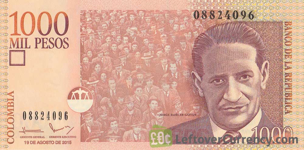 1000 Colombian Pesos banknote (Jorge Eliécer Gaitán)