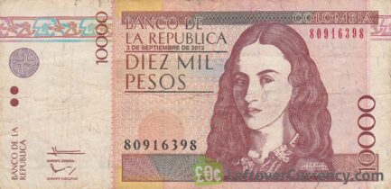 10000 Colombian Pesos banknote (Policarpa Salavarrieta)