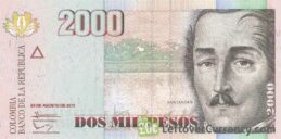2000 Colombian Pesos banknote (Francisco de Paula Santander)