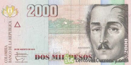 2000 Colombian Pesos banknote (Francisco de Paula Santander)