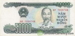 50000 Vietnamese Dong banknote type 1990 to 1994 obverse accepted for exchange