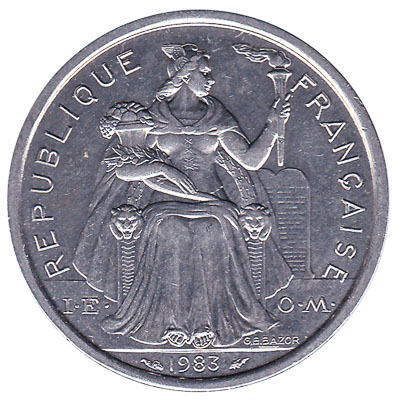 2 CFP francs coin (Polynésie Française)