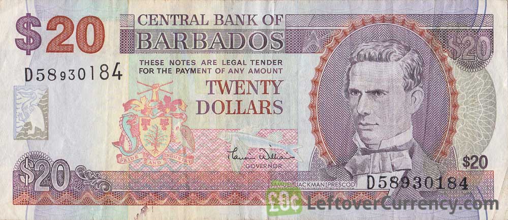 20 Barbados Dollars banknote (National Heroes Square)