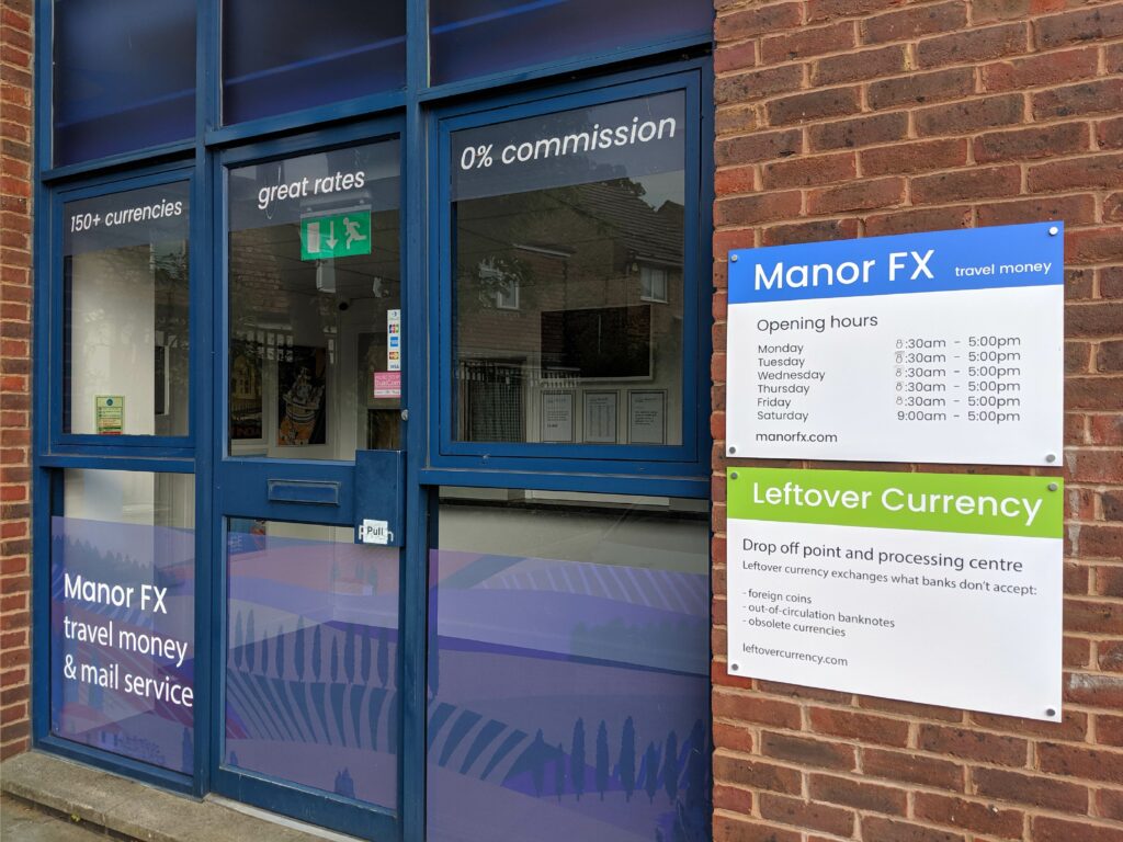 Leftover Currency and Manor FX entrance in Datchet