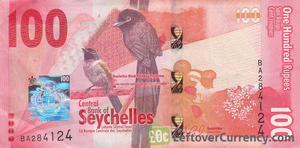 100 Seychelles Rupees banknote obverse accepted for exchange