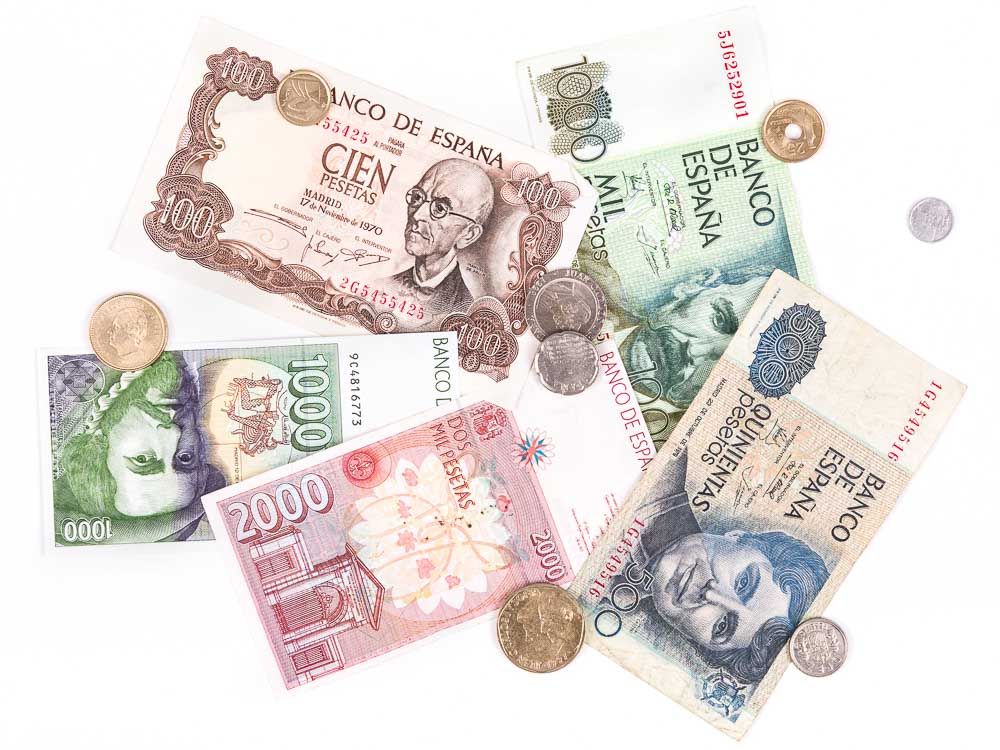old Spanish Pesetas money