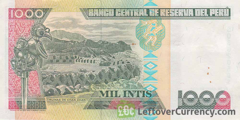 PERU 1,000 Intis Banknote World Paper Money UNC Currency Pick p136b 1988 Bill 