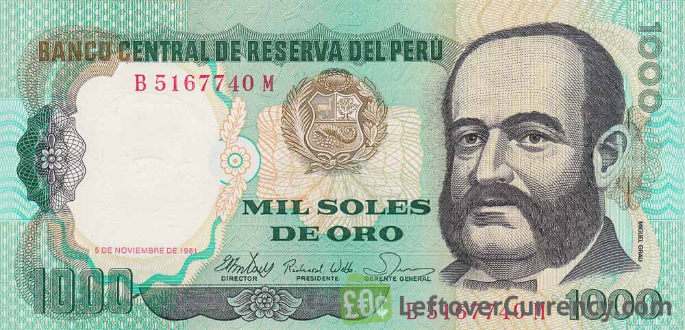 1000 Soles de Oro banknote Peru (Grau)