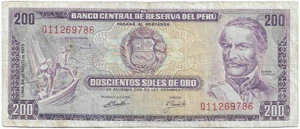 200 Soles de Oro banknote Peru (Castilla)