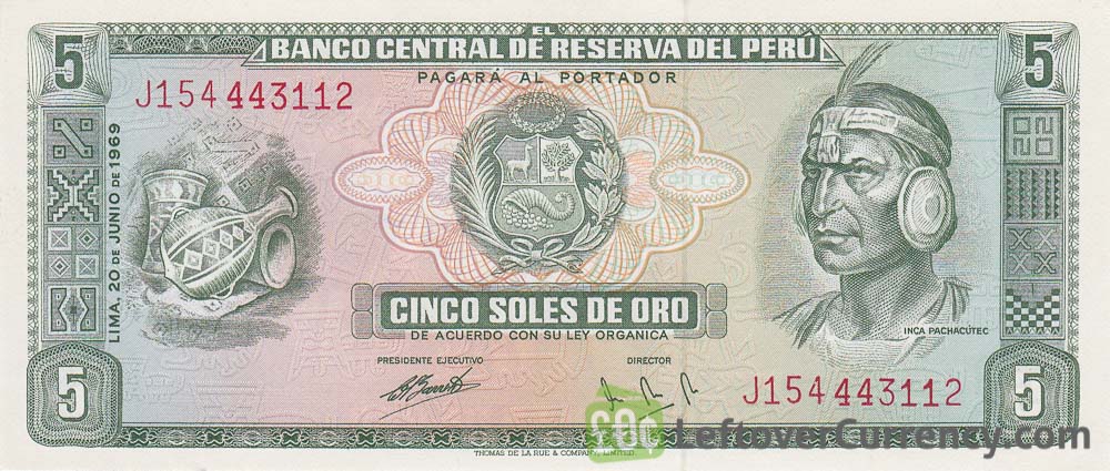 5 Soles de Oro banknote Peru (Inca Pachacútec)