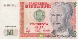 50 Peruvian intis banknote obverse