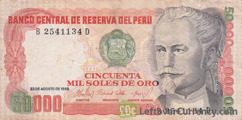 50000 Soles de Oro banknote Peru (de Pierola)