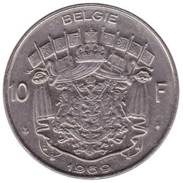 10 Belgian Francs coin (Baudouin) obverse