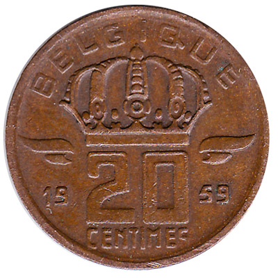 20 Centimes coin Belgium (Miner)