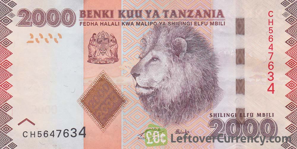 2000 Tanzanian Shillings banknote (Lion type 2011)