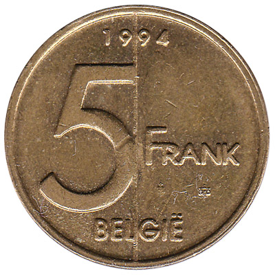 5 Belgian Francs coin (Albert II)