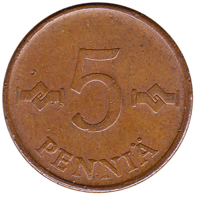 5 pennia coin Finland (copper)