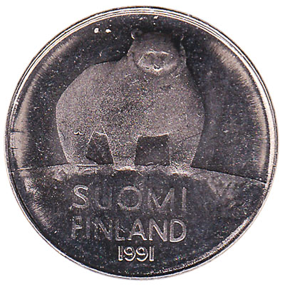 50 pennia coin Finland (brown bear)