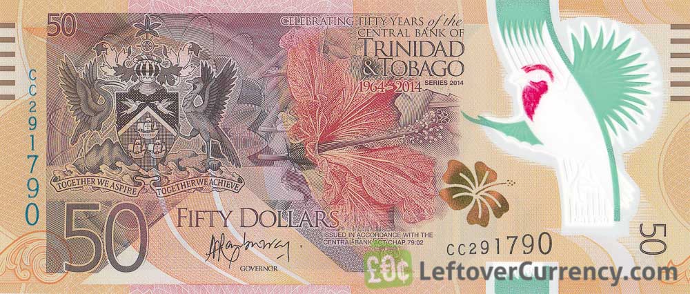 50 Trinidad and Tobago Dollars banknote (polymer commemorative 2014 series)