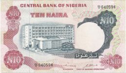 10 Nigerian Naira paper banknote (Bank building)
