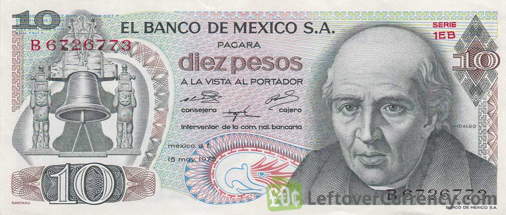 10 old Mexican Pesos banknote (Miguel Hidalgo)