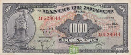 1000 old Mexican Pesos banknote (Cuauhtémoc)