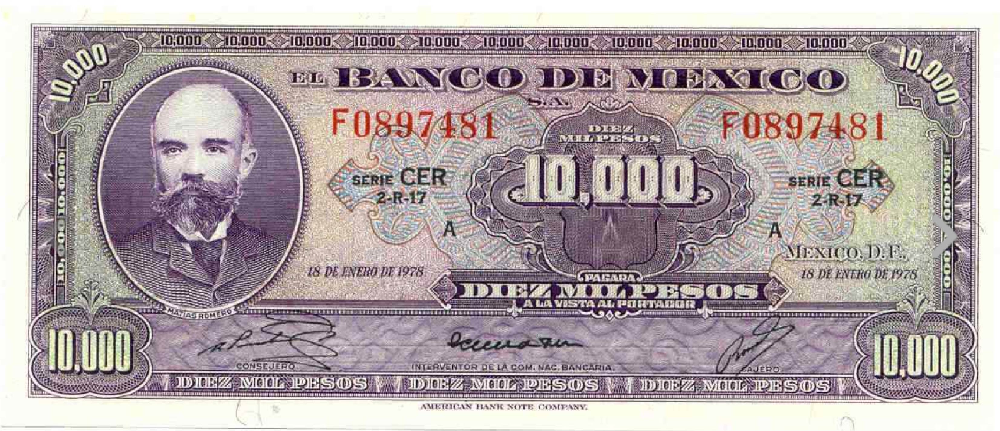 Billete De 10000 Pesos Mexicanos