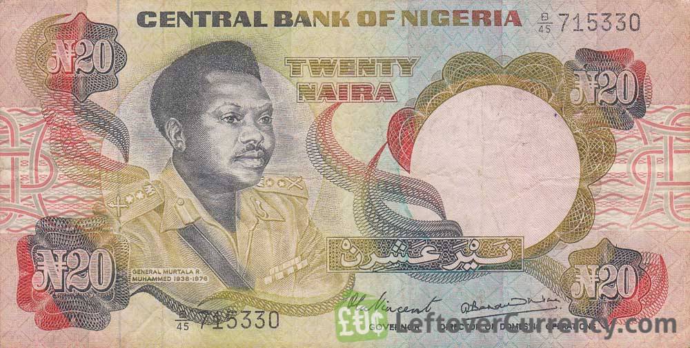 20 Nigerian Naira paper banknote (General Murtala Muhammed type 1977)