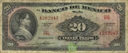 20 old Mexican Pesos banknote (Josefa Ortiz de Domínguez)
