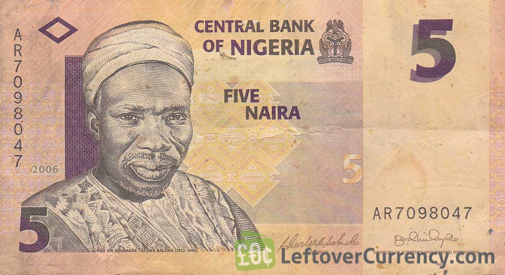 5 Nigerian Naira paper banknote (Tafawa Balewa)