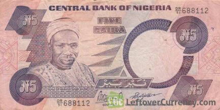 5 Nigerian Naira paper banknote (Tafawa Balewa type 1984)